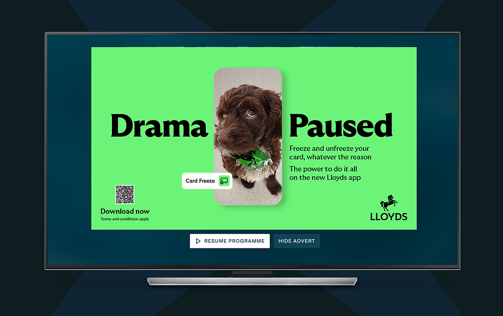 ITV advert: Drama Paused; Freeze and unfreeze your card; Download now